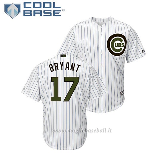 Maglia Baseball Uomo Chicago Cubs Kris Bryant 2018 Dia de los Caidos Cool Base Bianco